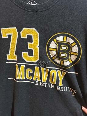 47 Brand Boston Bruins Charlie McAvoy #73 Player Name and Number T-Shirt